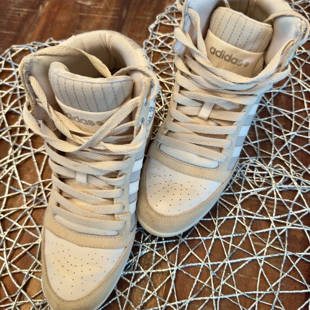 Adidas Cream High-Top Wedged Sneakers